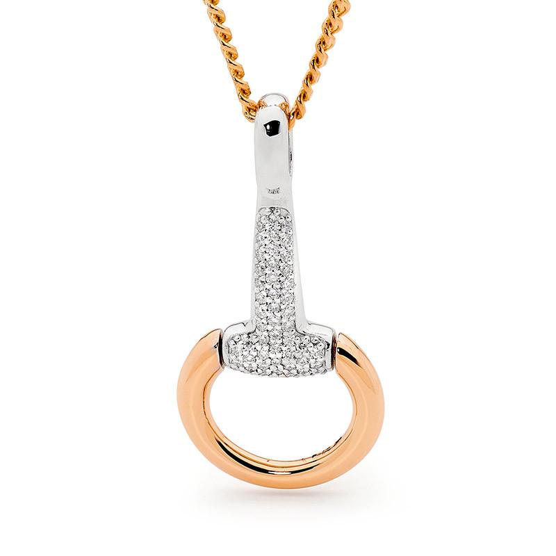 9ct White Gold and 9ct Rose Gold and Diamond Half Bit Pendant