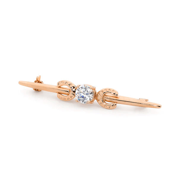 9ct Rose Gold Double Horseshoe with Cubic Zirconia