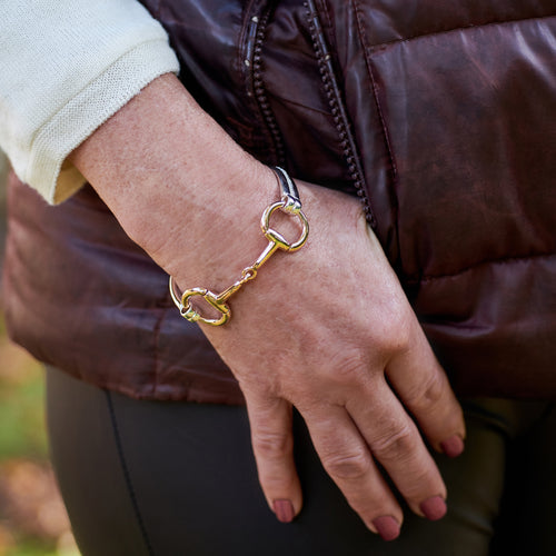 9ct Yellow Gold Bit and Sterling Silver Fitted Bracelet