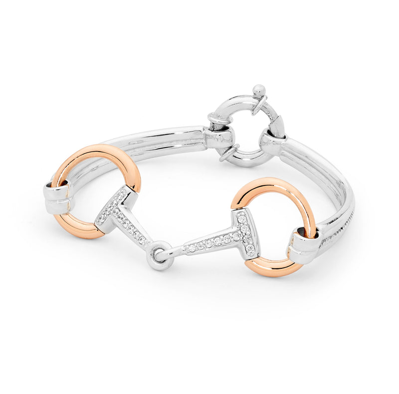 9ct Rose Gold "D" and Sterling Silver Fitted Bit Bracelet