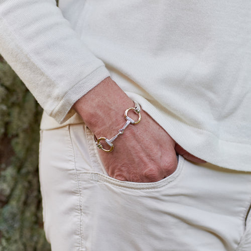 9ct Rose Gold "D" and Sterling Silver Fitted Bit Bracelet