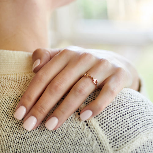 9ct Rose Gold and Diamond Bit Ring