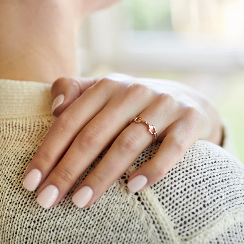 9ct Yellow Gold and Diamond Bit Ring