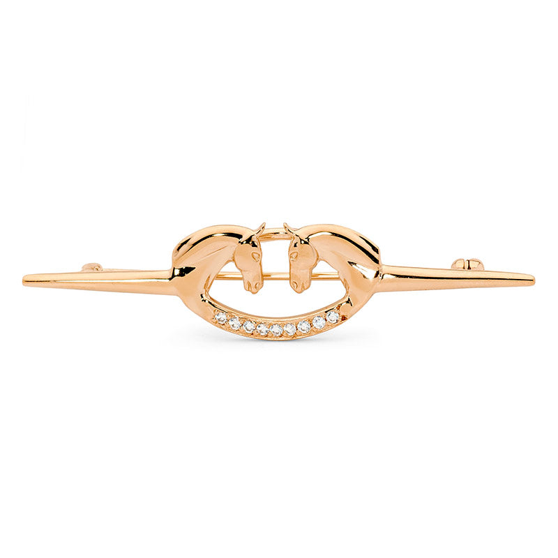 9ct Rose Gold Horse Head with Diamonds Stock Pin