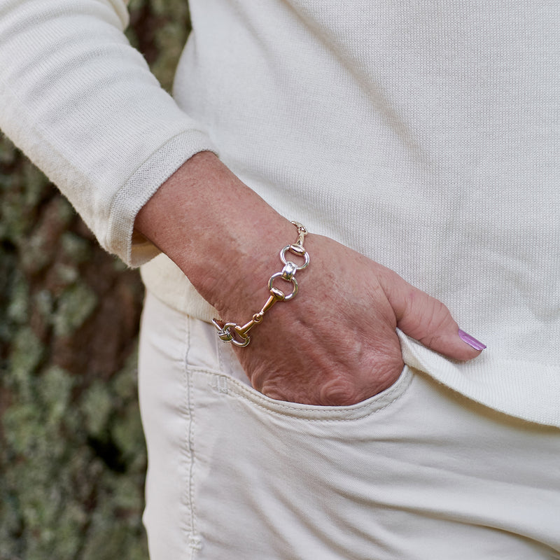 9ct Rose Gold Bit on Sterling Silver - Timeless Two Tone Bracelet