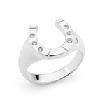 9ct White Gold and White Diamond Horseshoe Ring