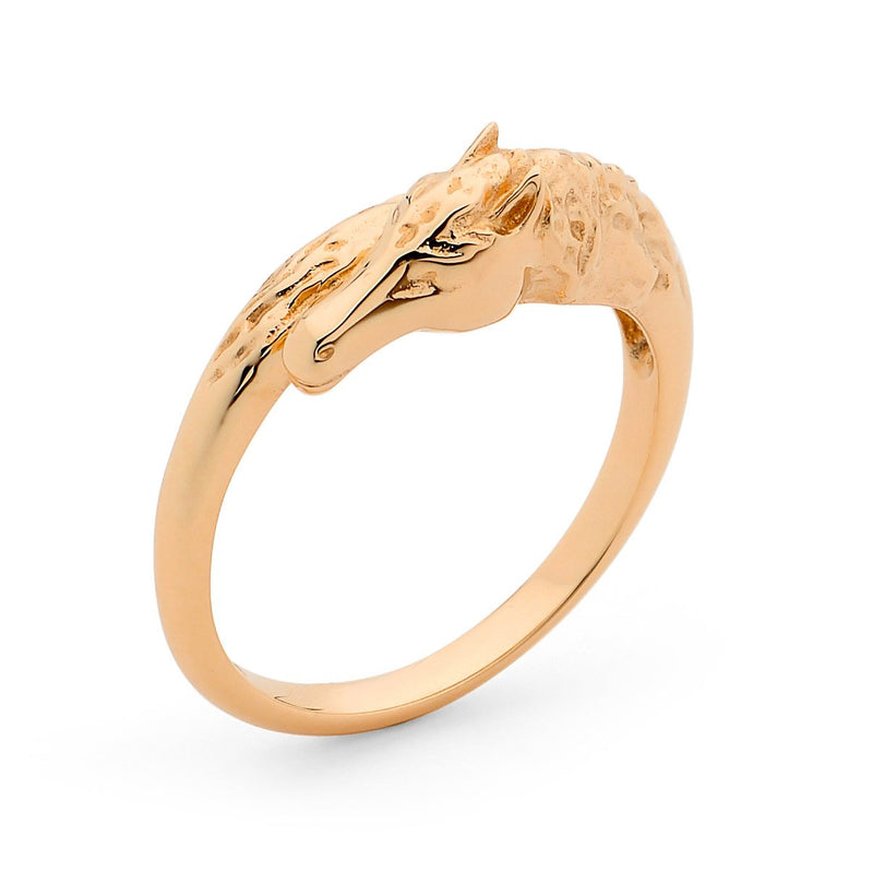 9ct Rose Gold Unique Horsehead Ring