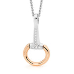 9ct Rose Gold with Sterling Silver Stone Set Elegant Half Bit Pendant