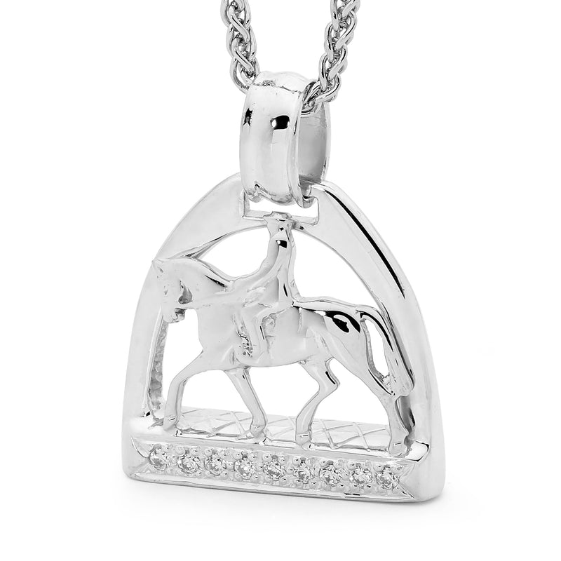Sterling Silver Large Stirrup With Horse and Rider
