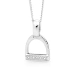 Sterling Silver Small Stone Set Stirrup Pendant