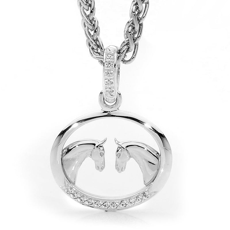 Sterling Silver Classical Double Horse Head Pendant
