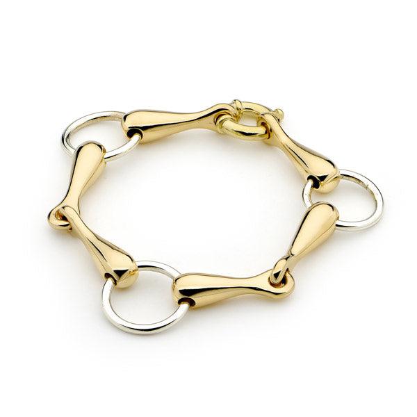 9ct Yellow Gold and White Gold Solid Bit Bracelet