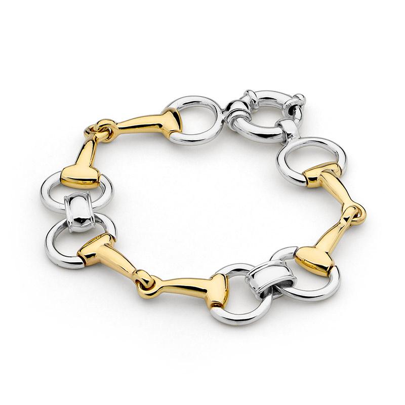 9ct Yellow Gold Bit on Sterling Silver - Timeless Two Tone Bracelet
