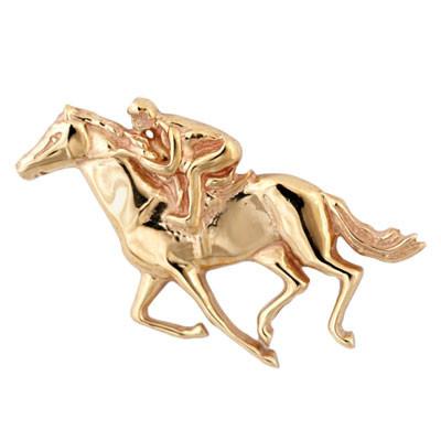9ct Yellow Gold Racehorse  Pin