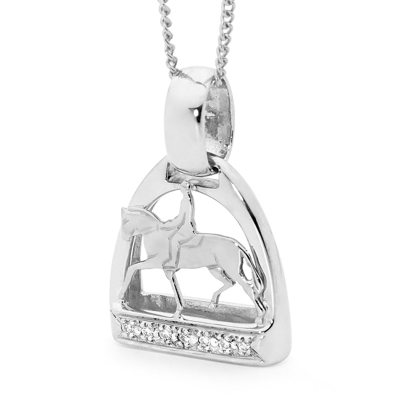 Sterling Silver Medium Stirrup With Horse and Rider