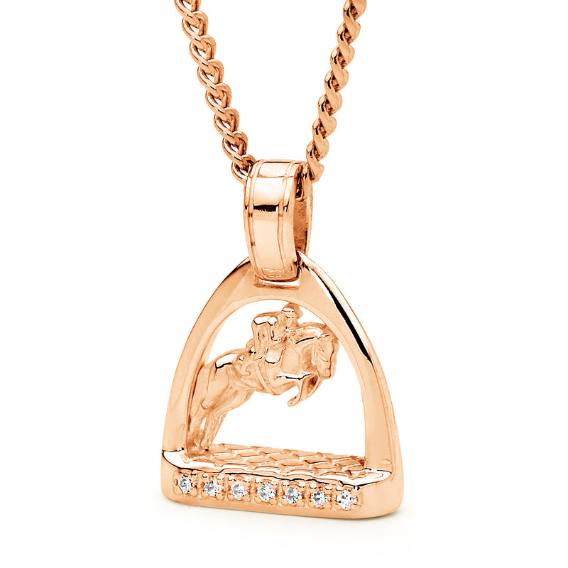 9ct Rose Gold and Diamond Petite Stirrup with Show Jumper Pendant