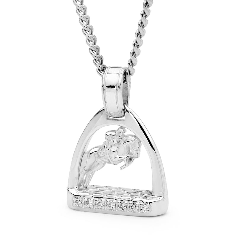 Sterling Silver Petite Stirrup with Showjumper Pendant