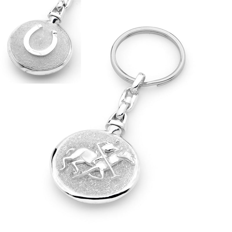 Polo Key Rings Sterling Silver Double Sided Polo Pony and Horseshoe Key Ring – EJ and ...