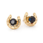 9ct Yellow Gold Created Sapphire Horseshoe Earrings