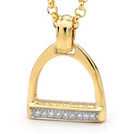 9ct Yellow Gold and Diamond Large Stirrup Pendant