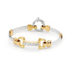 Fitted Yellow Gold Bit with Cubic Zirconia Sterling Silver Bracelet - 9ct Yellow Gold Accents on Sterling Silver