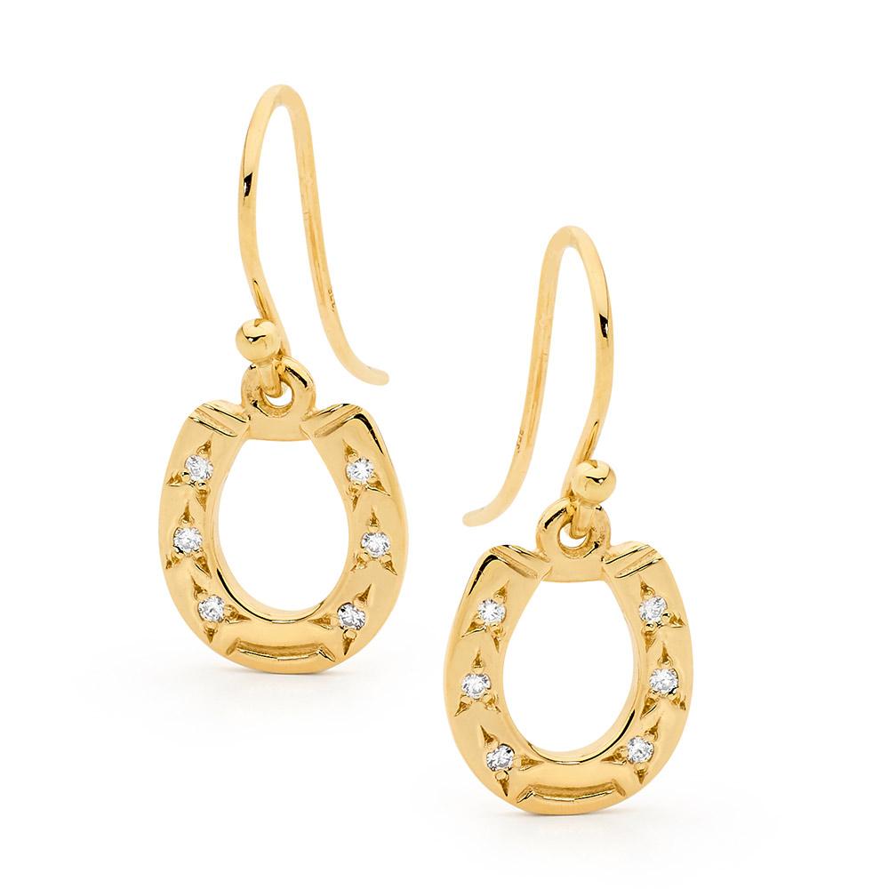 Gold horseshoe outlet hoop earrings