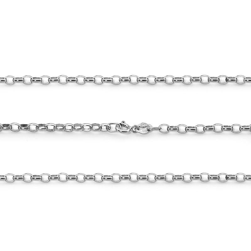 9ct White Gold Belcher 2 Small Oval Link Chain