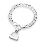 Sterling Silver Medium Curb Link Bracelet with Sterling Silver Medium Stirrup Pendant