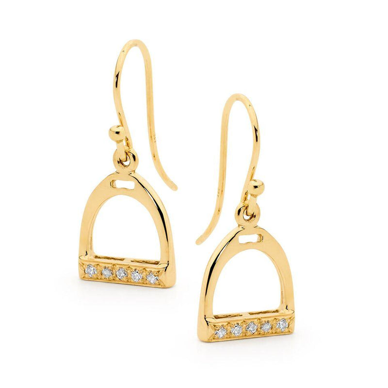 9ct Yellow Gold Shepherd Hook Stirrup Earrings